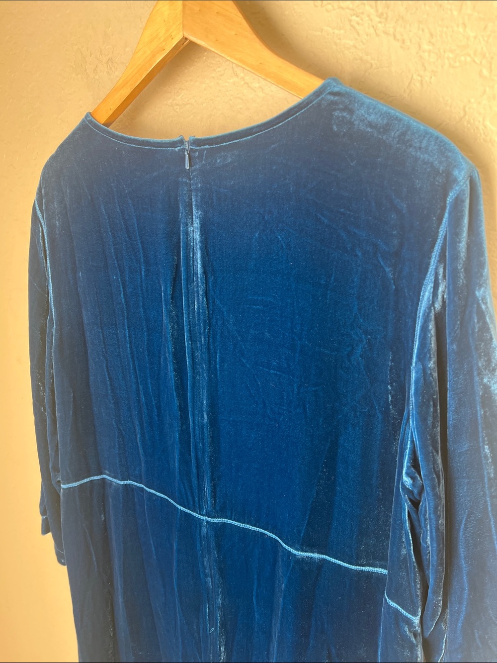 NWT poetry blue silk velvet v neck 3/4 sleeve dress - Picture 8 of 8